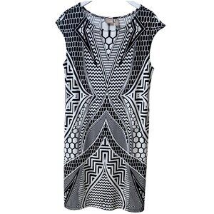 Chico's Black and White Geometric Mini Dress